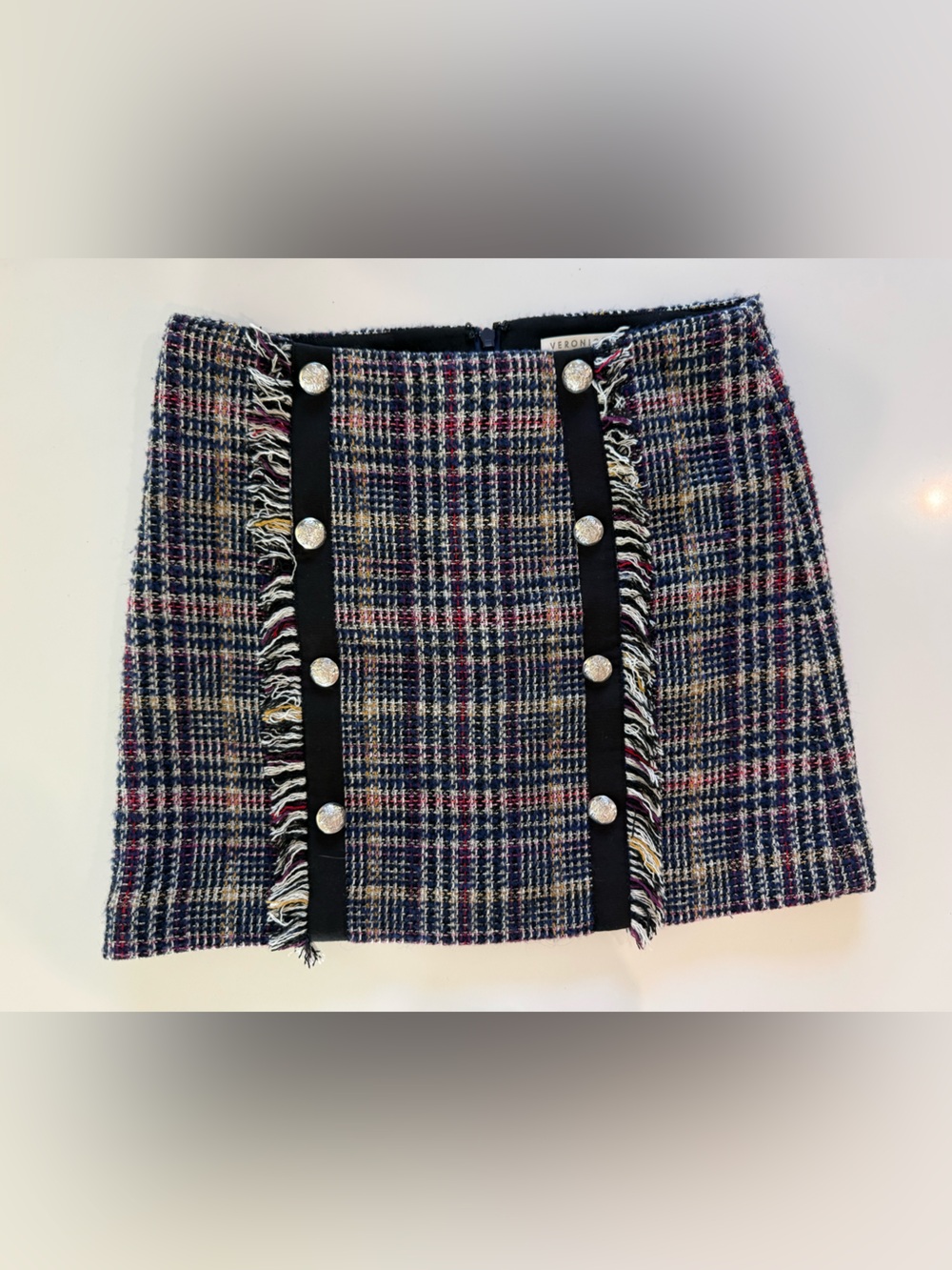 Veronica Beard Classic Tweed Mini Skirt in Navy Multi Size 4